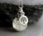 Mobile Preview: SNOW GLOBE winter necklace. Floating sterling pieces in liquid orb. Snowbound tiny tree. 925 silver.